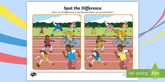 1 find the sports. Найди 10 отличий спорт. Sports spot the differences. Spot the difference Sport. Find the difference for Movers.