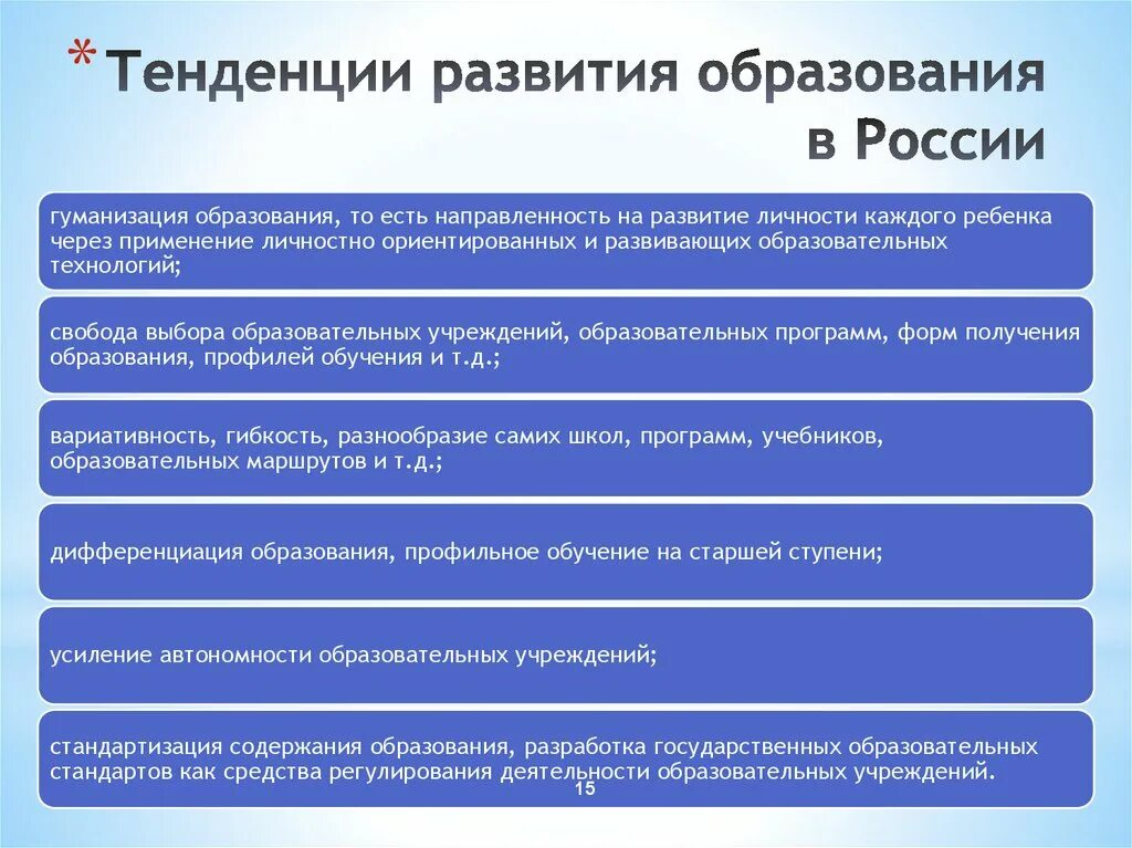 Направления развития образования в россии