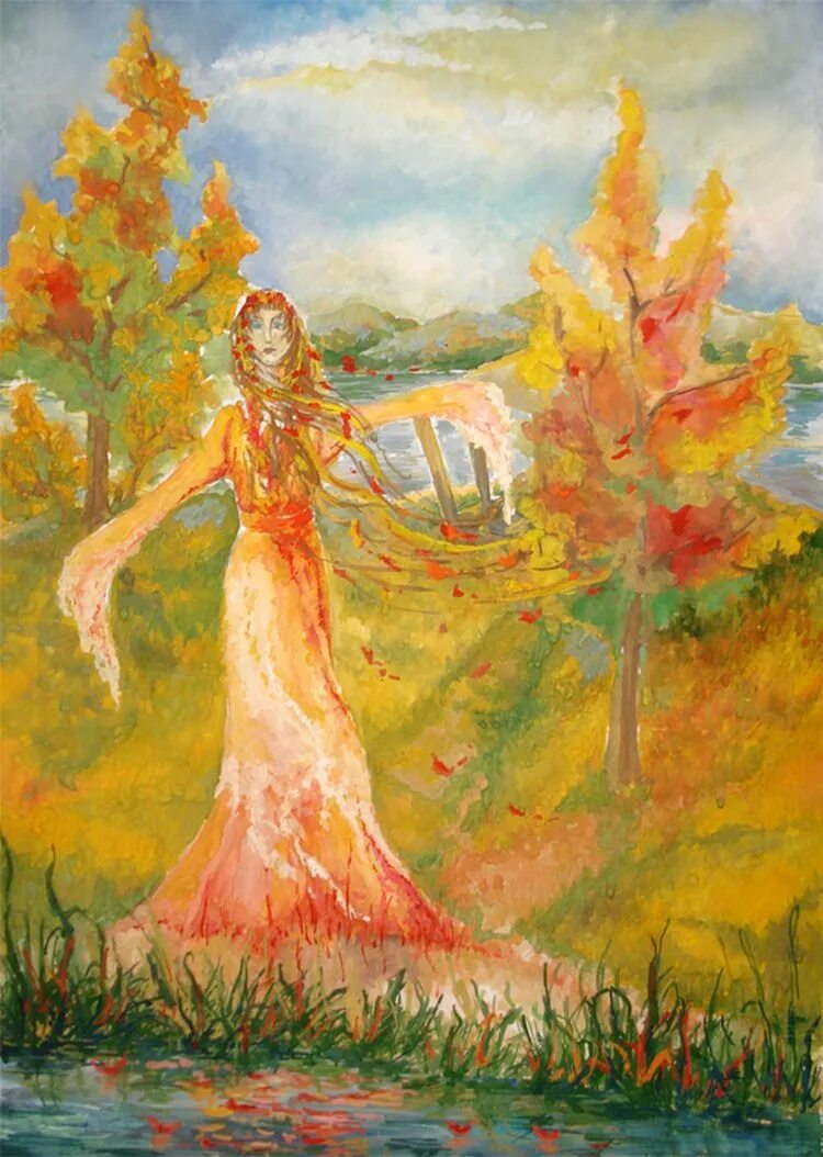 Оренбургская раскрасавица капустин. Рисунок осень. Портрет красавицы осени. Образы на осень. Осень в виде девушки.