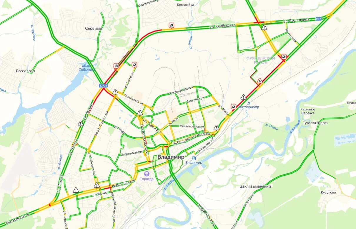 Магистраль Рпень во Владимире. Карта дорог Владимира.