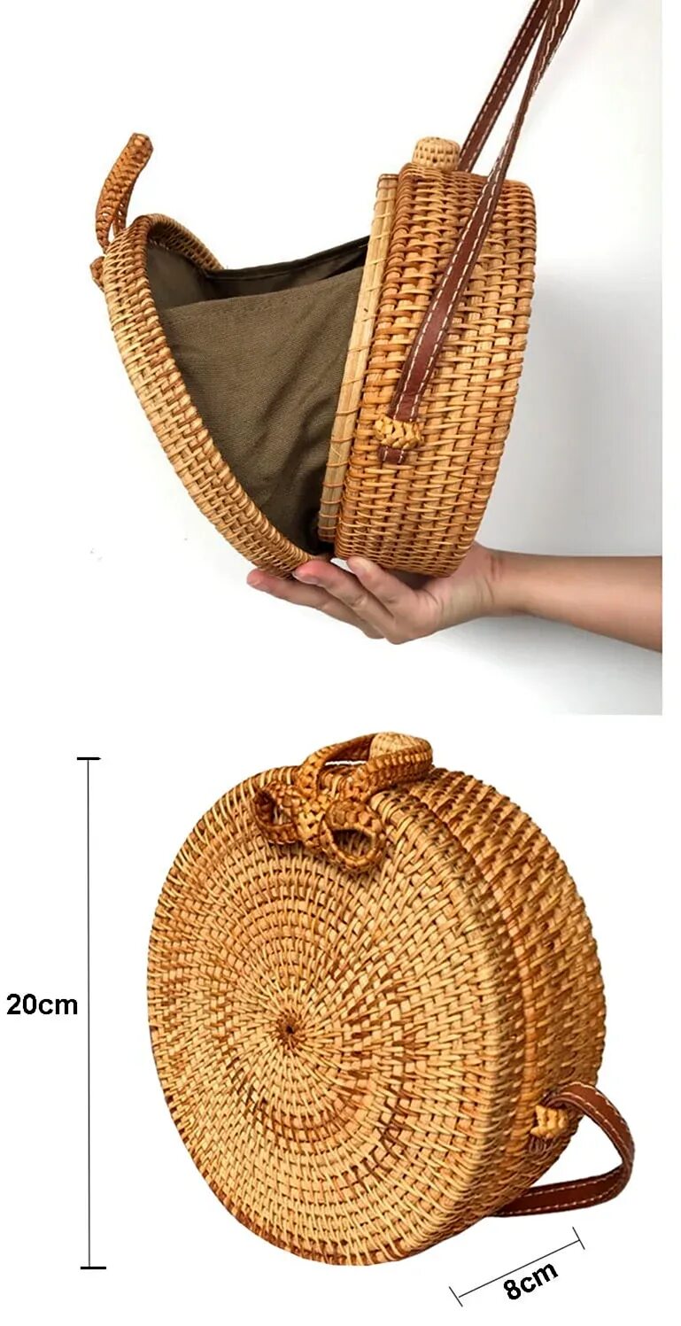 Круглые сумочки из шнура Round white bag made out of cotton rope and up-cycled soft brown leather. This b