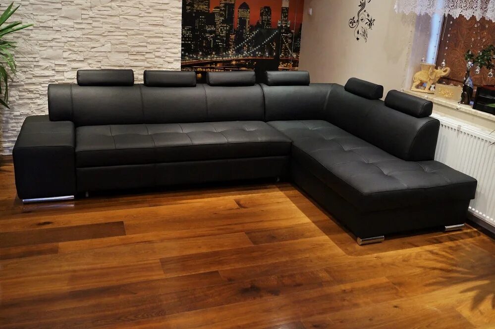 Кожаный угловой диван. Черная мягкая мебель. Черный угловой диван. Черный кожаный угловой диван.