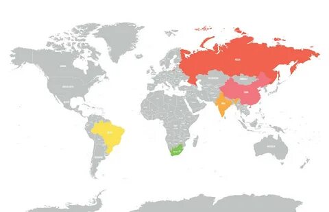 Карта с выделенными странами
