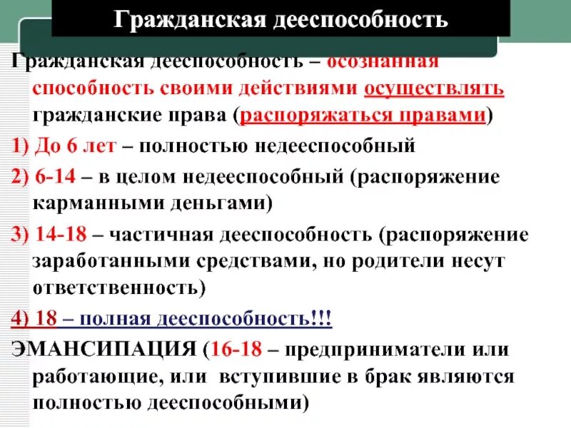 Получить полную дееспособность. Гражданская дееспособность. Гражданская неспособность. Гражданская дееспособность физического лица. Дееспособность в гражданском праве.