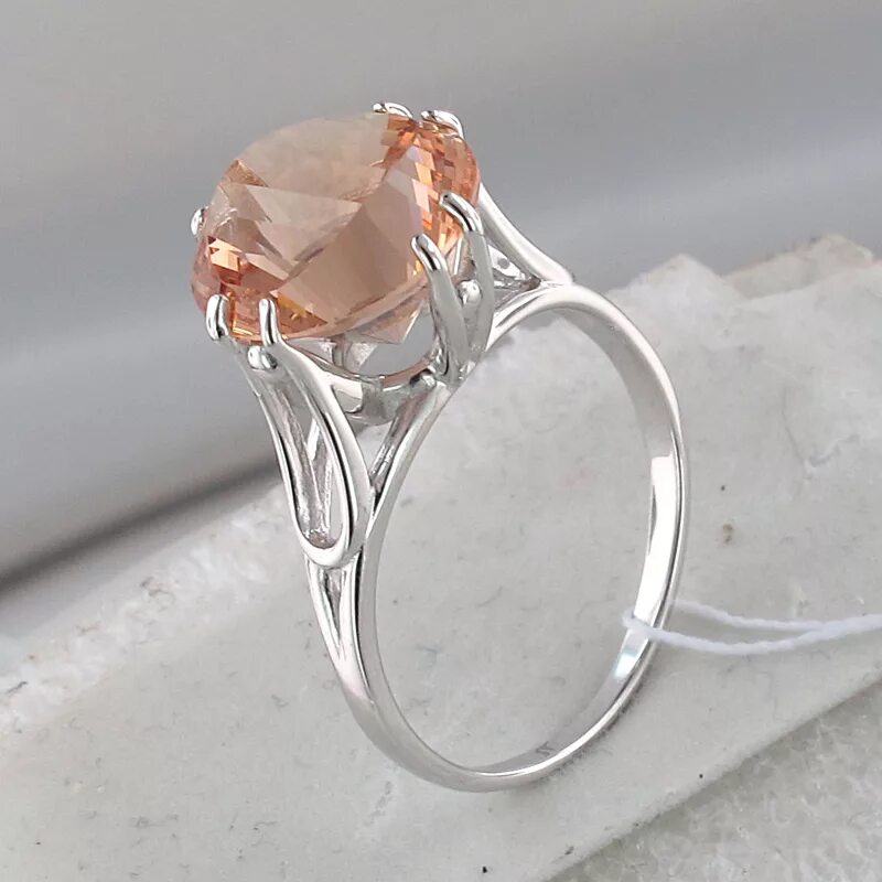 серебряное кольцо с топазом aquamarine jewelry. кольцо с прозрачным камнем. золотое кольцо с фианитом кушон. кольцо с прозрачным камнем. сваровски кольцо 9007811563053.