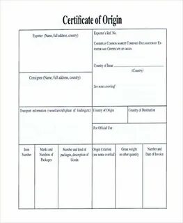 Certificate of origin
