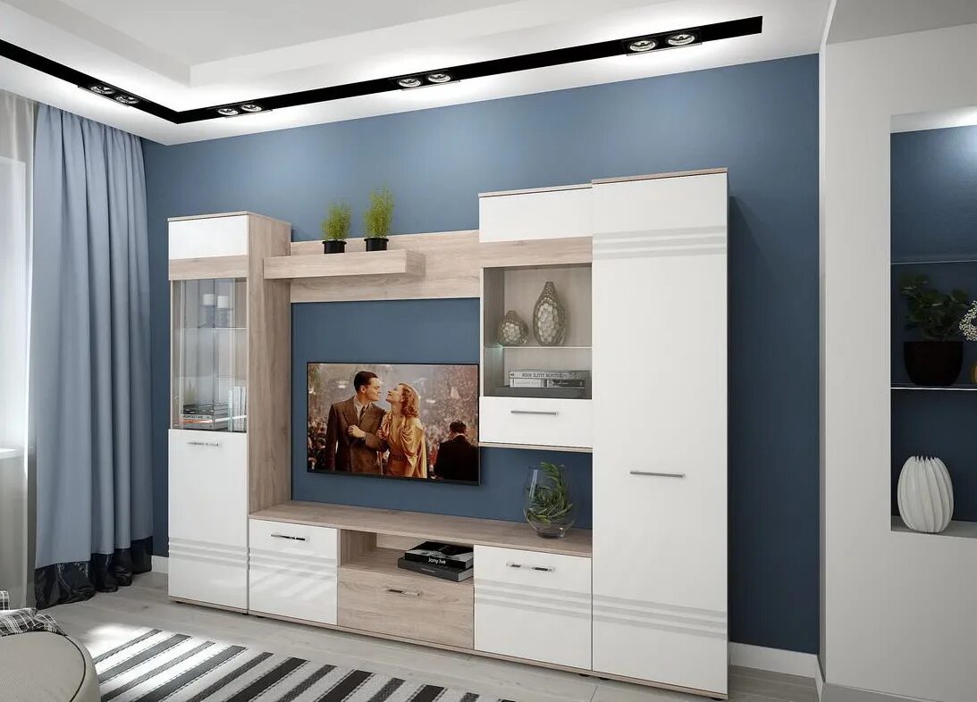 Стенка линвуд-4014 (эрика-5). Модульная стенка со шкафом для одежды. Стенка сити тд-192. Стенка для гостиной. Гостиная фрия эльба мебель.