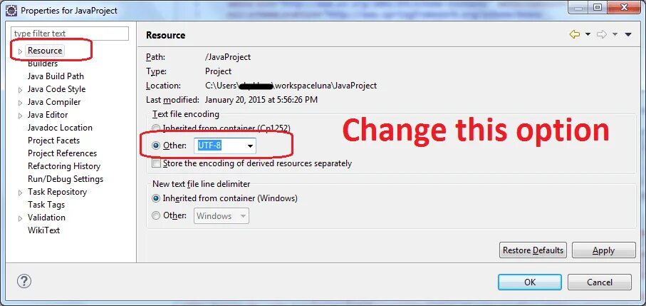 Apply defaults. Default source encoding UTF-8.