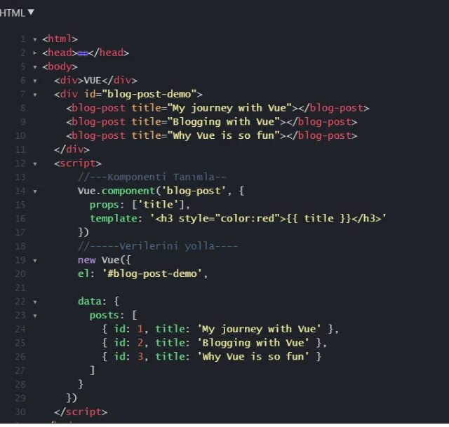 Vue js code. Vue js code