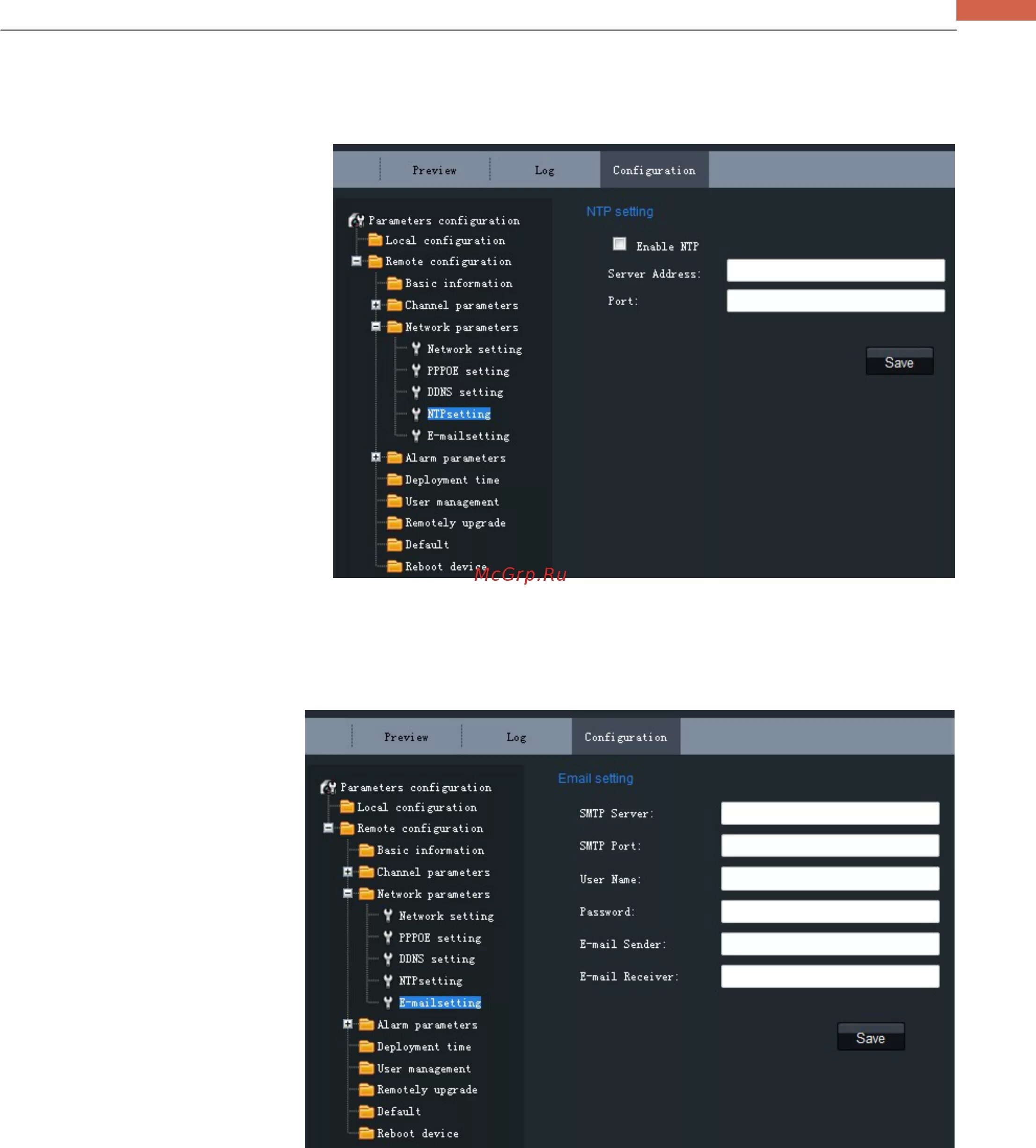 Network parameters