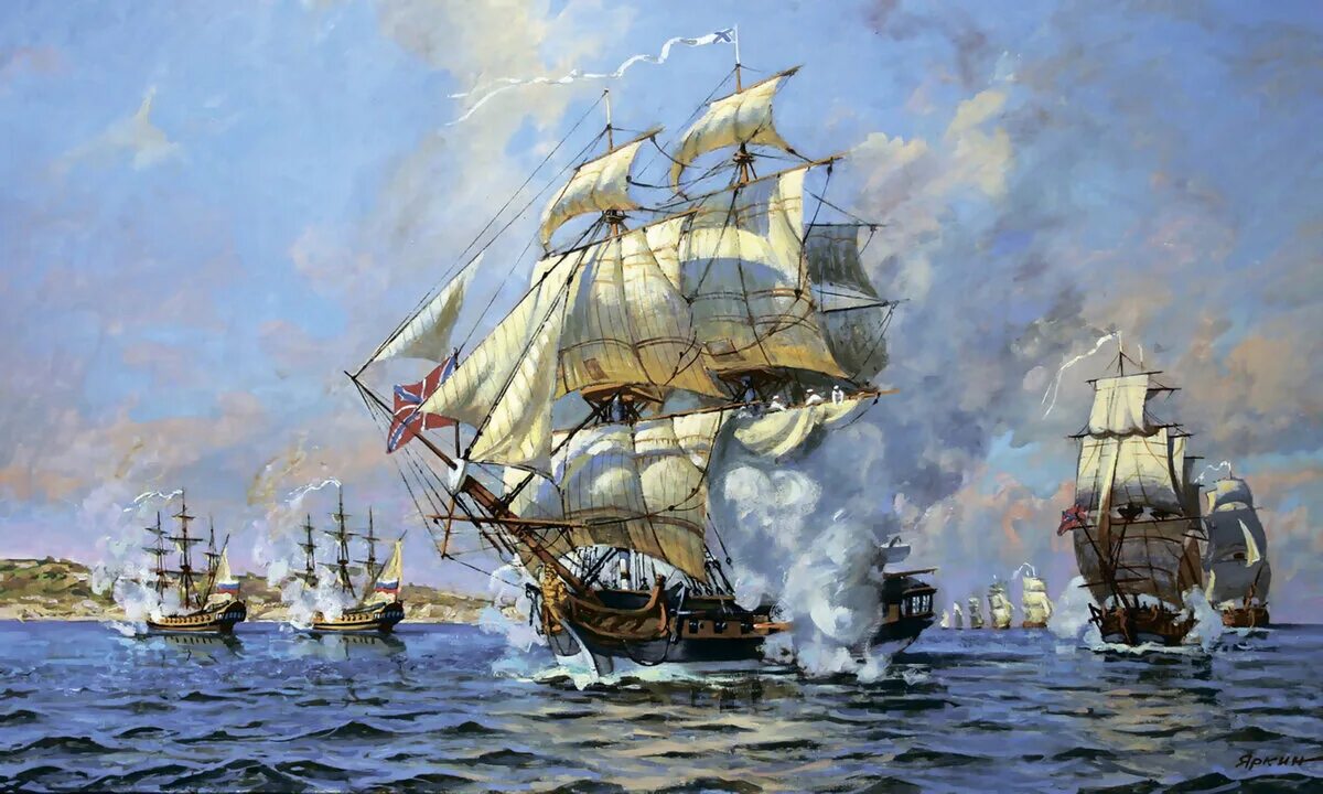 11 Сентября 1790 сражение у мыса Тендра. Линейный корабль Чесма 1853.