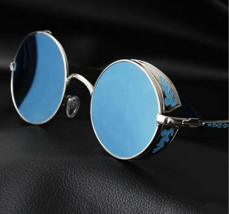 Круглые зеркальные очки. Очки круглые синие. Круглые солнцезащитные очки мужские. Круглые солнцезащитные очки синие.
