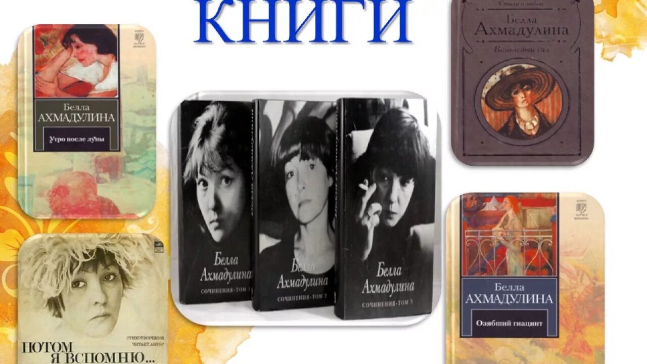 Муж ахмадулиной 7. Ахмадулина книги коллаж.