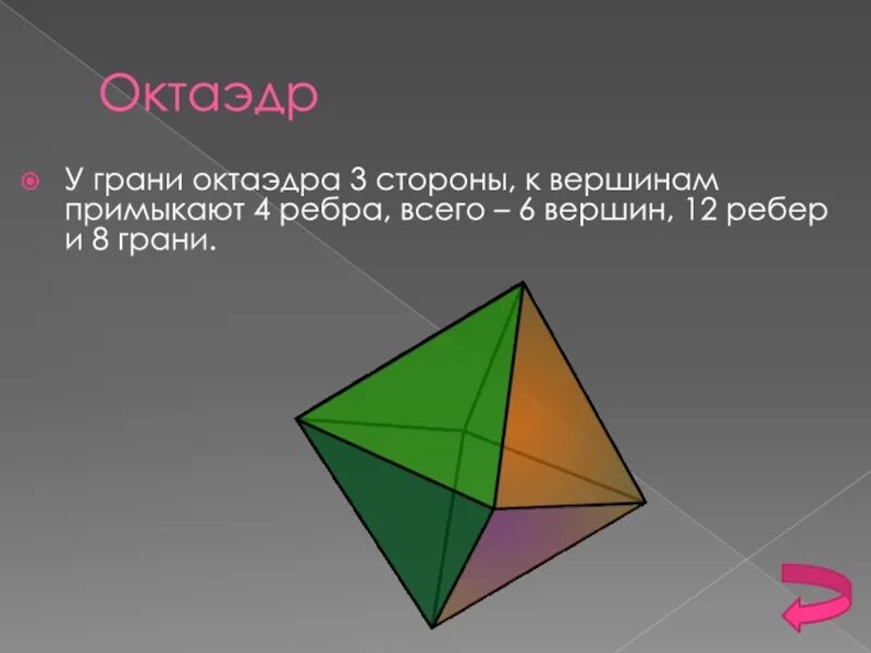 Сколько граней имеет октаэдр. Октаэдр грани вершины ребра. Октаэдр 8 граней 12 ребер 6 вершин. Правильный октаэдр вершины грани ребра. Октаэдр ребра грани вершины диагонали.