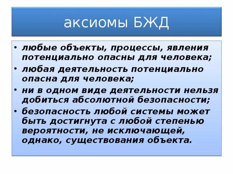 Аксиомы бжд. Деятельность человека потенциально опасна. Главная Аксиома БЖД всякая деятельность. "Любая деятельность человека потенциально опасна". Картинки. Любая деятельность потенциально опасна.