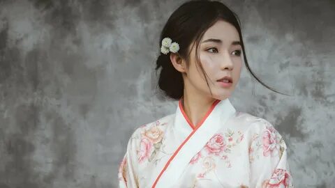 Wallpapers Beautiful Japanese girl, young woman, kimono 5120x2880 UHD 5K Pi...