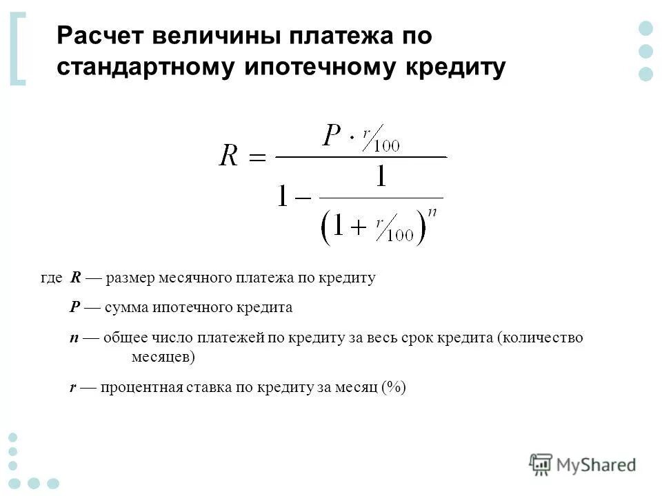 Расчет ипотечных платежей. Формула расчета ипотечного кредита. Формула расчета ипотечного платежа. Формула расчета платежа по ипотеке. Ипотечная формула