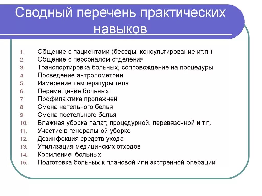 Умения медсестры. Практические навыки список. Навыки и умения медсестры. Перечень практических умений (навыков). Практический обязанный