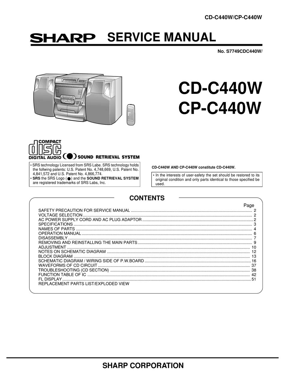 Pdf sharp. Sharp cd-c440w. sharp cd-m10000w. музыкальный центр sharp cd-c440t. sharp sm-sx100.