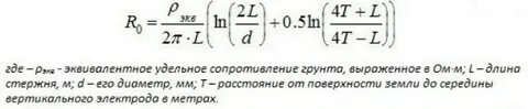 Удельное сопротивление заземляющего устройства