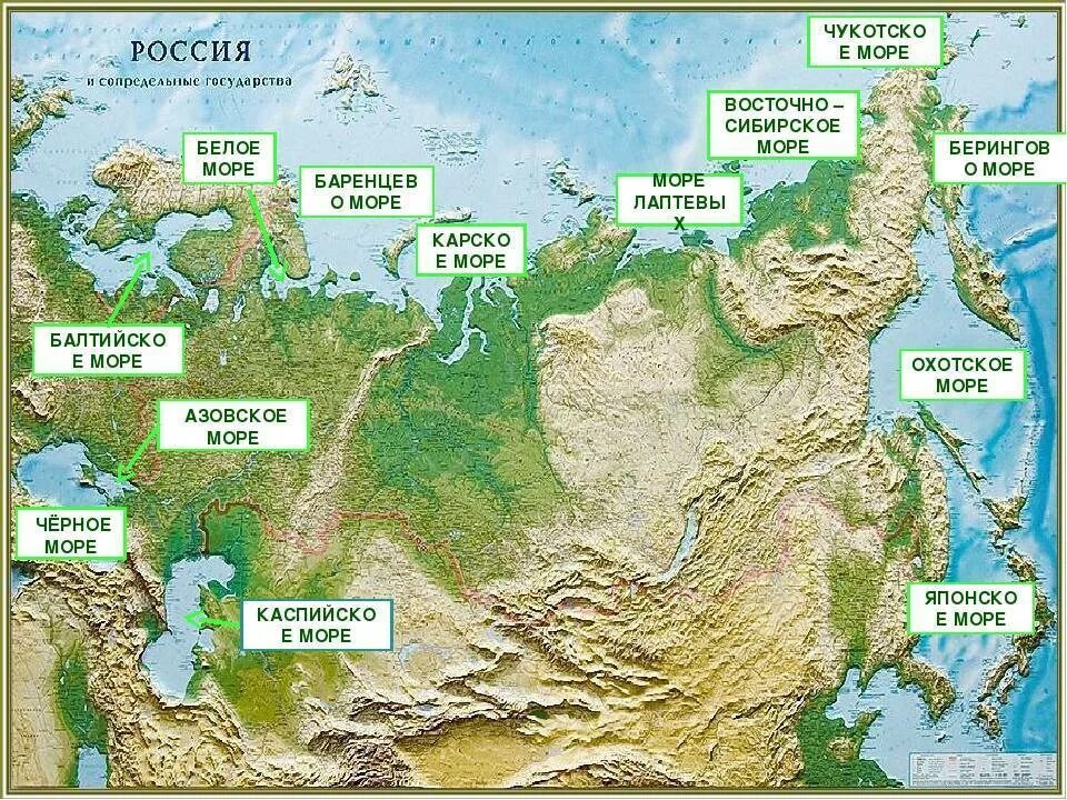 Какие берега омывают россию. Моря России. Рельеф в России. Океаны омывающие Россию на карте. Моря Северного Ледовитого океана омывающие Россию на карте.