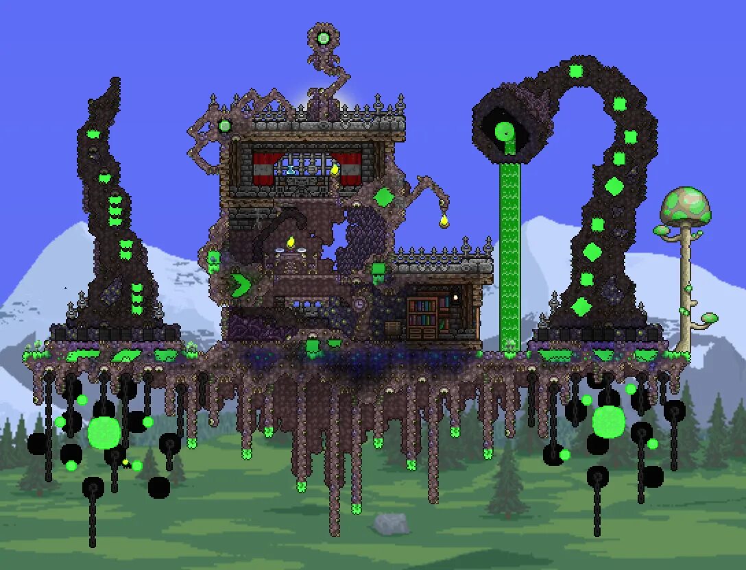 1. Система городов в террарии 1. Террария подъемник. Воздушные острова террария. Метла террария.