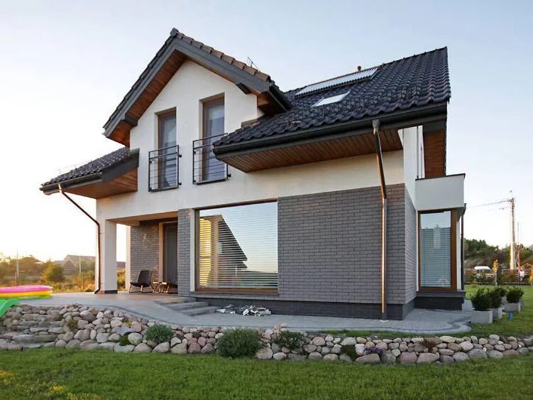 красивый дом с мансардой. практичный 3. дом с мансардой 110 кв м. дом с мансардой до 110 кв м. дом практичный 3.