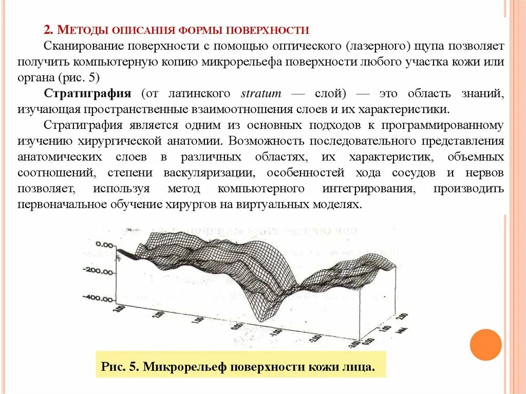 Способы описания поверхностей. Методы исследования поверхностей. Микрорельеф почвы. Задачи топография анатомия.