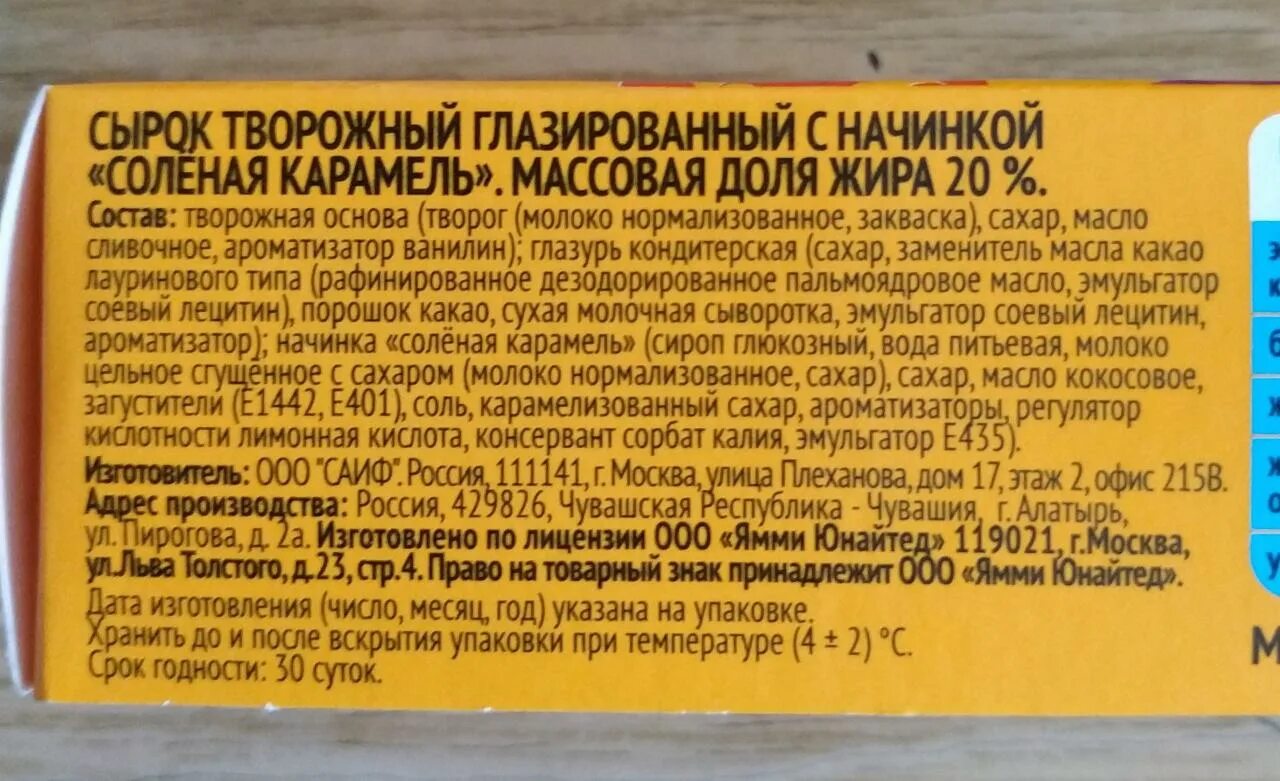 Творожный сырок калорийность. Yummy United сырок. Солёная карамель калорийность. Калорийность Карамельки.