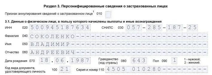 Рсв код 20. Персонифицированные сведения о застрахованных лицах. Раздел 3 сведения о застрахованных лицах. Раздел 3 персонифицированные сведения. Раздел 3 персонифицированные сведения о застрахованных лицах образец.