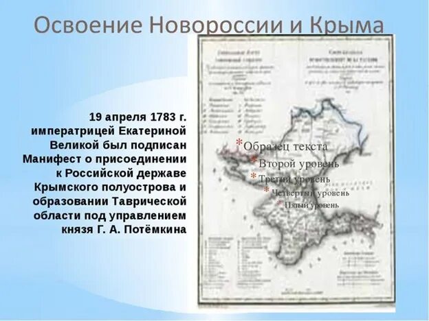 Образование новороссии кратко. Путешествие Екатерины 2 в Крым. Присоединение Крыма к Российской империи освоение Новороссии. Присоединение Крыма и Новороссии при Екатерине 2. Освоение Новороссии и Крыма при Екатерине 2.