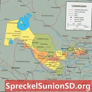 Узбекистан с городами на русском