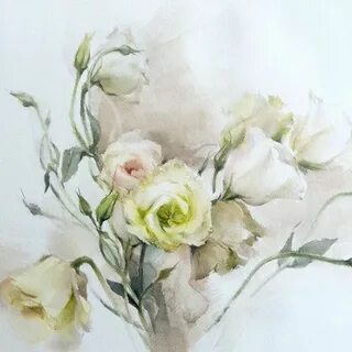 Белые цветы акварель