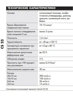 Церезит 16 технические характеристики