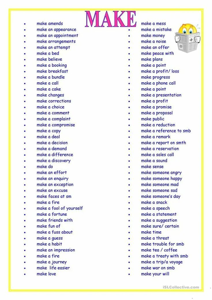 Make remarks. Предложение make smb do smth. do a phone call or make. make amends. remark give or make.