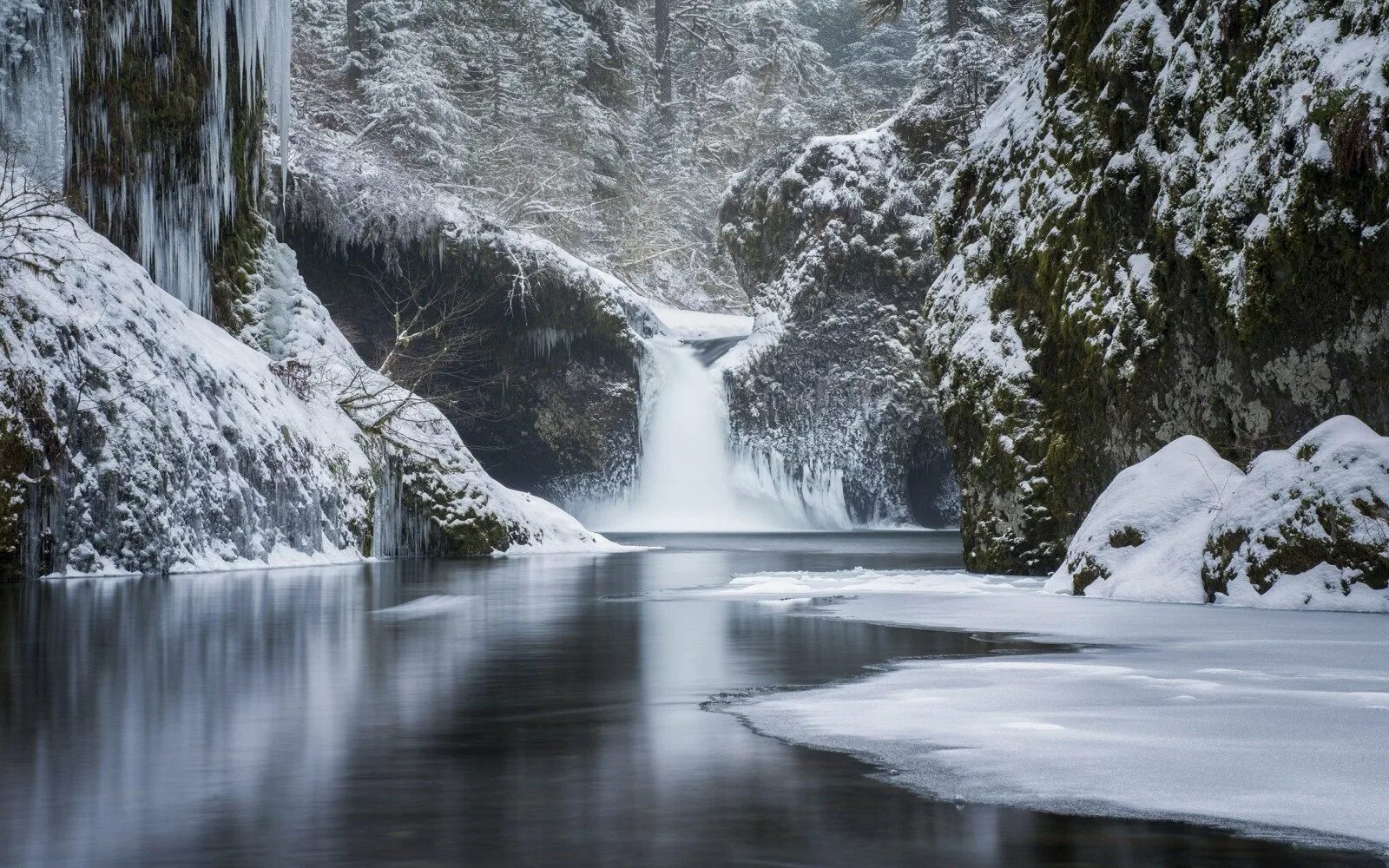 Зима фото водопад. Замерзший водопад Фенг. Замерзший водопад Abiqua, Орегон США. Водопад Хай Форс. Водопад зимой.