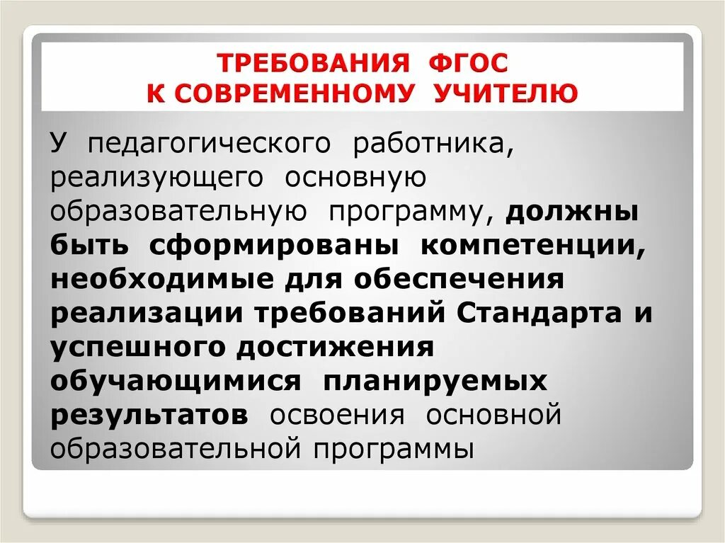 Фгос учителю английского языка. Требования ФГОС. Требования ФГОС К современному учителю. Профессиональные компетенции, необходимые для реализации ФГОС. ФГОС требования к педагогу.