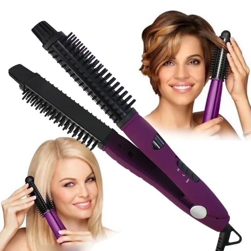 Щетка стайлер для волос. Стайлер 2 в 1 curl&amp;straightener. стайлер hair iron fb161. выпрямитель завиватель для волос 2в1. плойка straightener hair iron.
