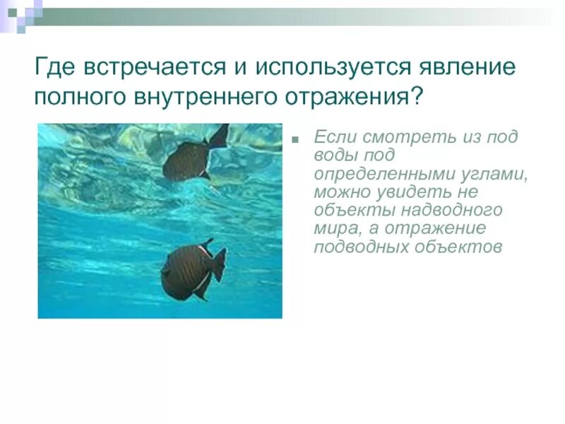 Где используется явление полного отражения. Полное внутреннее отражение где встречается. Где применяется явление полного внутреннего отражения. Где используется полное отражение.