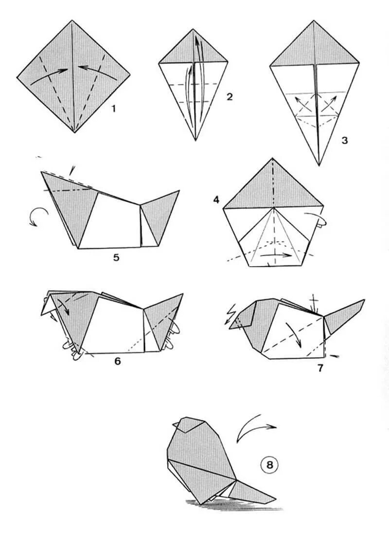 Оригами птица. Оригами из бумаги схемы птицы. Бумажная птица оригами. Птичка из бумагилригаии.
