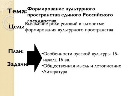Формирование культурного пространства единого государства