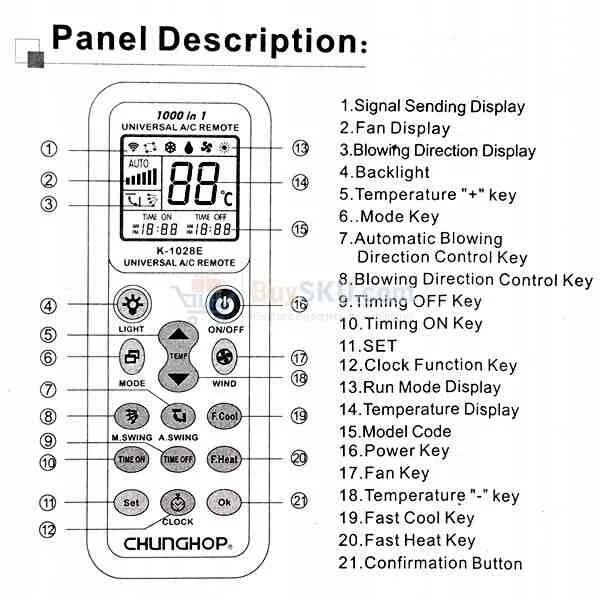 Настроить пульт 1. Пульт для кондиционера k-1028e Universal. K-1028e, универсальный пульт для управления кондиционером. Пульт k-1028e инструкция. Универсальный пульт к 1028е коды.