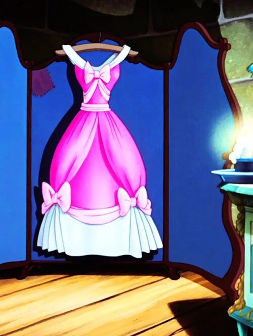 Комната Золушки из мультика. Платье Золушки из мультика. Золушка в розовом платье.