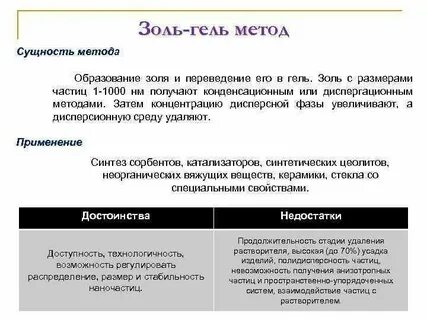 Методы получения золя