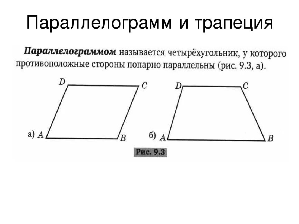 Тест 1 параллелограмм. Параллелограмм. Трапеция. Свойства параллелограмма и трапеции. Трапеция пароллелограмой.