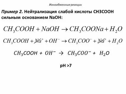 Реакция нейтрализации кислот