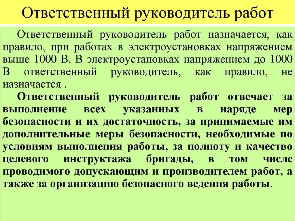 Ответственный руководитель работ по наряду