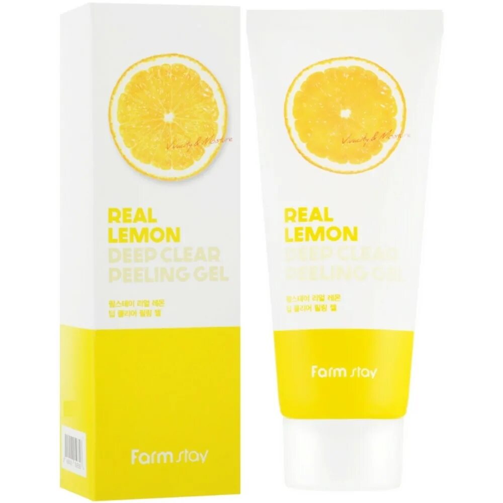 [Farm stay] гель-пилинг real Deep Clear - 100 мл. Farm stay Lemon peeling Gel. Пилинг-скатка с лимоном Farmstay real Lemon Deep Clear peeling Gel. Пилинг с экстрактом лимона real Lemon Deep Clear peeling Gel 100 мл.. Real deep clear peeling gel