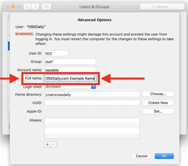Учетная запись mac. Full name example. mac os change name. user name and account name. fullname.