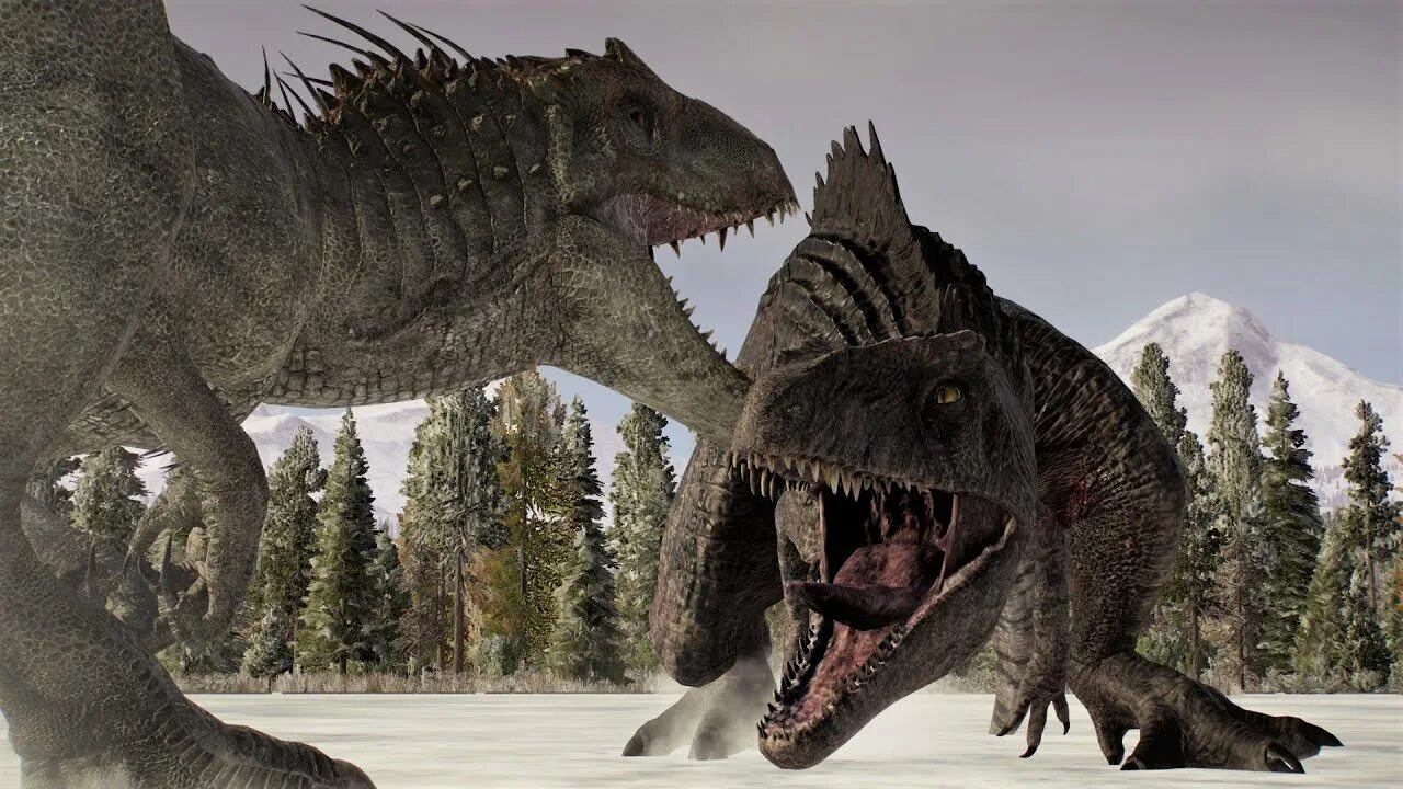 Giganotosaurus vs indominus rex. Мир юрского периода 3 гиганотозавр. Tyrannosaurus rex vs giganotosaurus. Индоминус и гигантозавр. Гигантозавр jurassic world evolution 2.
